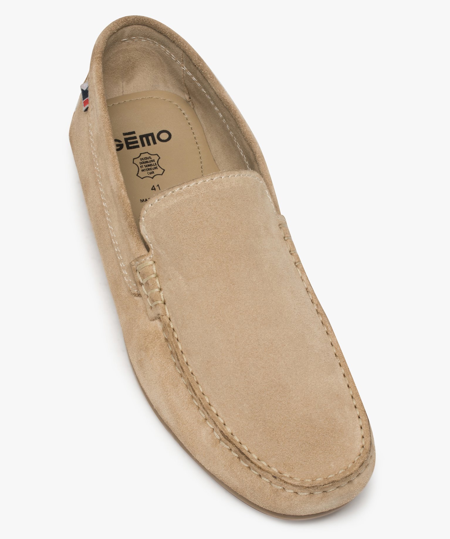 Mocassins homme unis dessus et intérieur cuir beige | GEMO