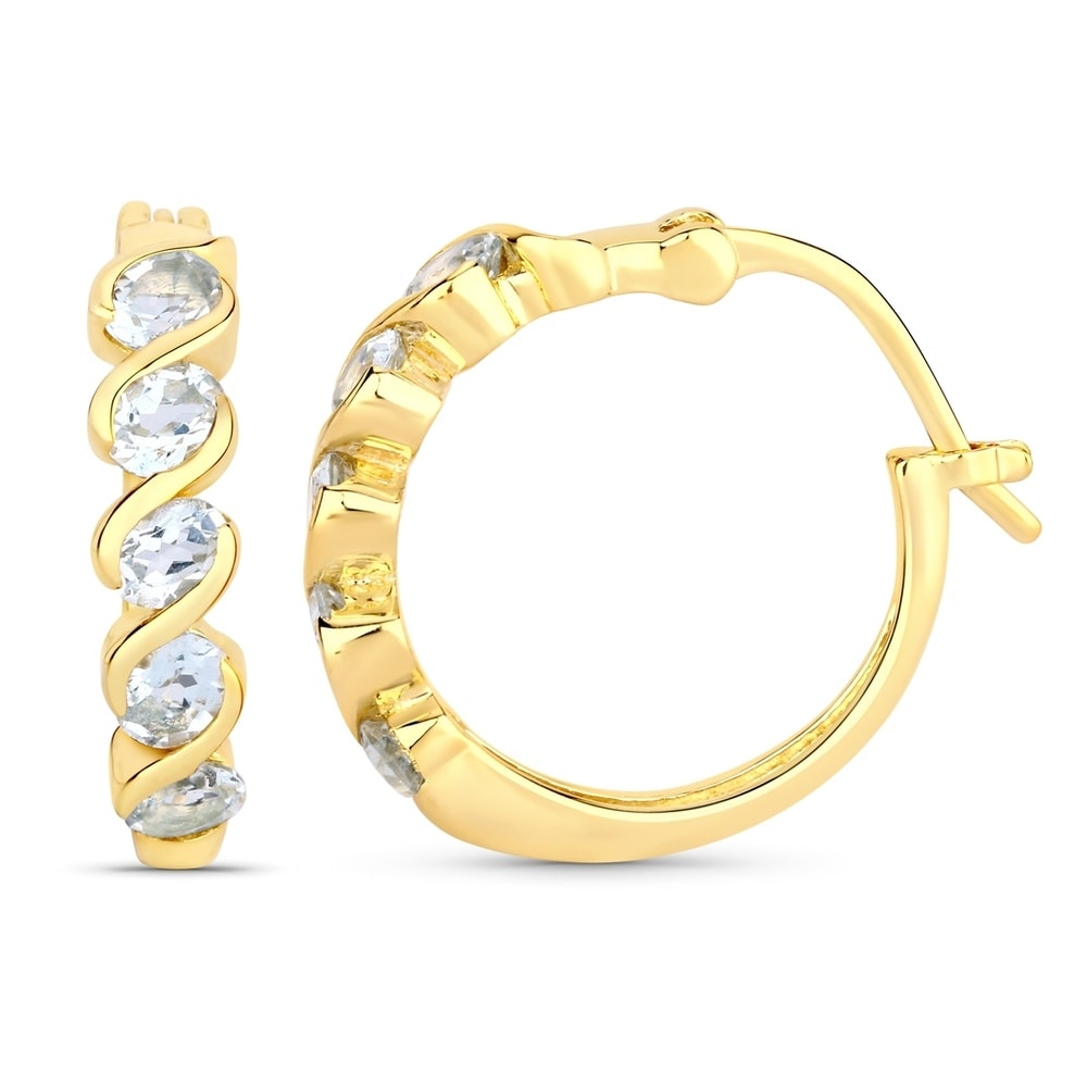 Rafaela Donata Boucles doreilles Argent sterling Topaz bleu en Or jaune Bijoux