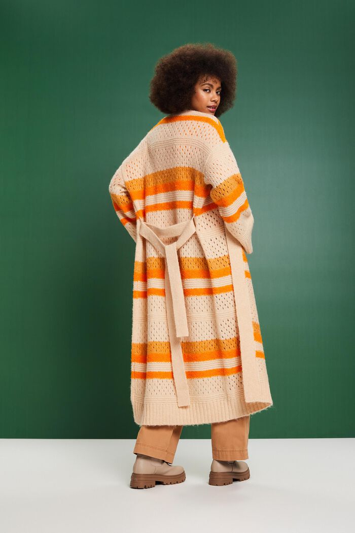 Langer Cardigan aus Wollmix mit Gürtel