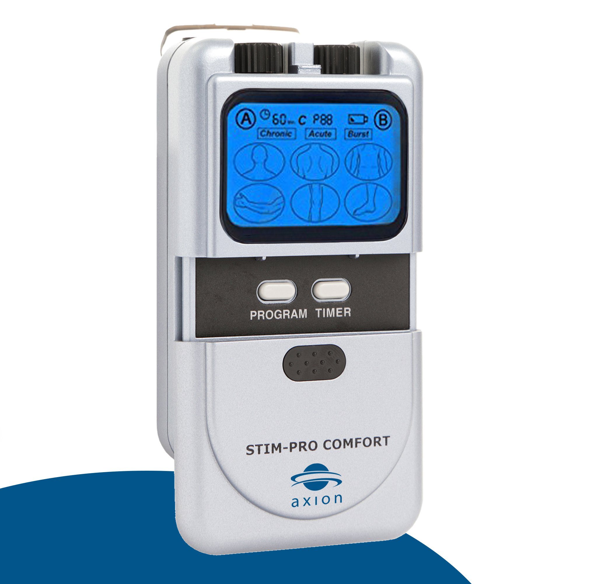 Axion TENS-Gerät STIM-PRO COMFORT mit 4 Elektroden zur Schmerztherapie, mit Reinigungsspray und Nackenelektrode, TENS Gerät gegen Schmerzen