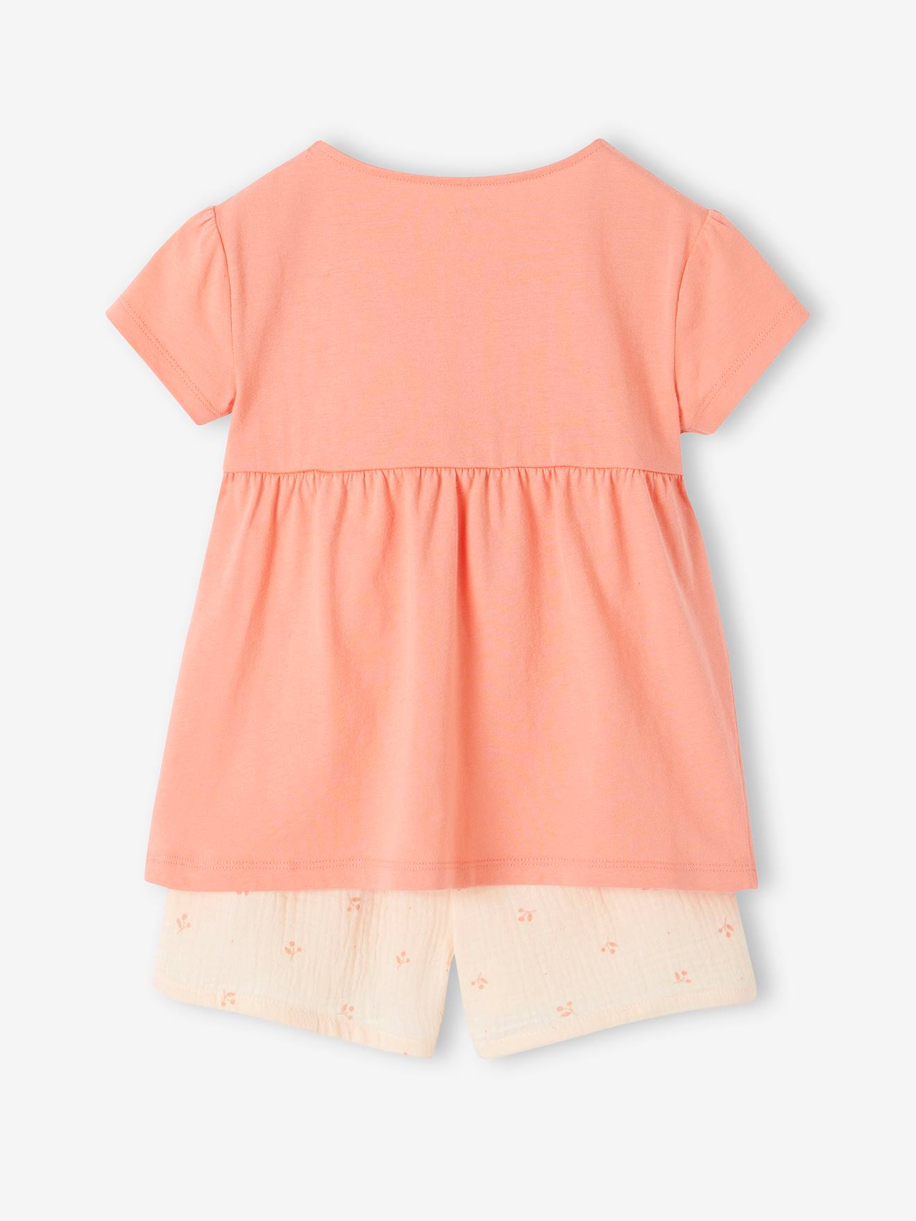 Vertbaudet Kurzer Mädchen Schlafanzug aus Musselin Oeko-Tex - rosa