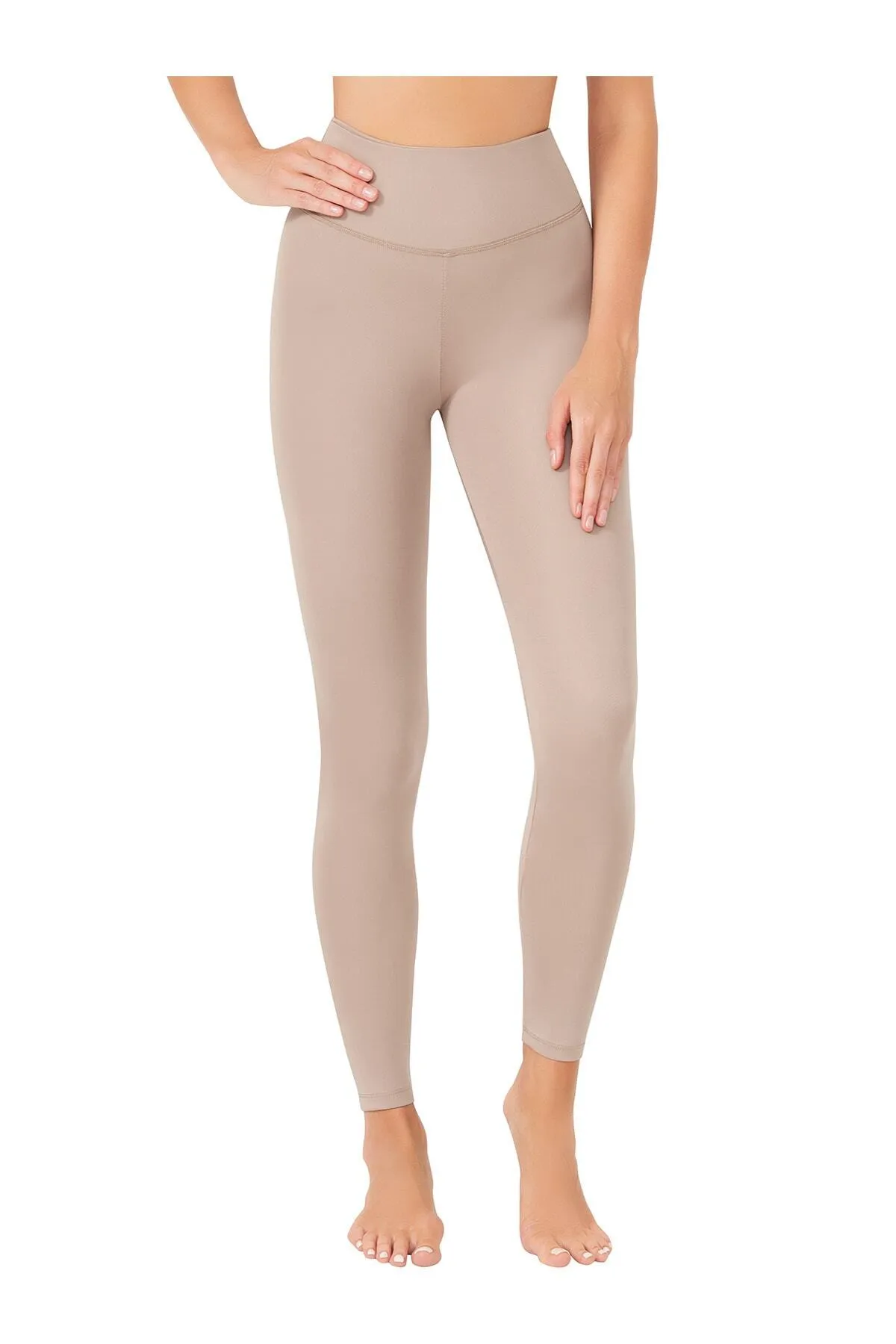 LOS OJOS  Beigefarbene Fitness-Leggings mit hoher Taille für Damen – Basics