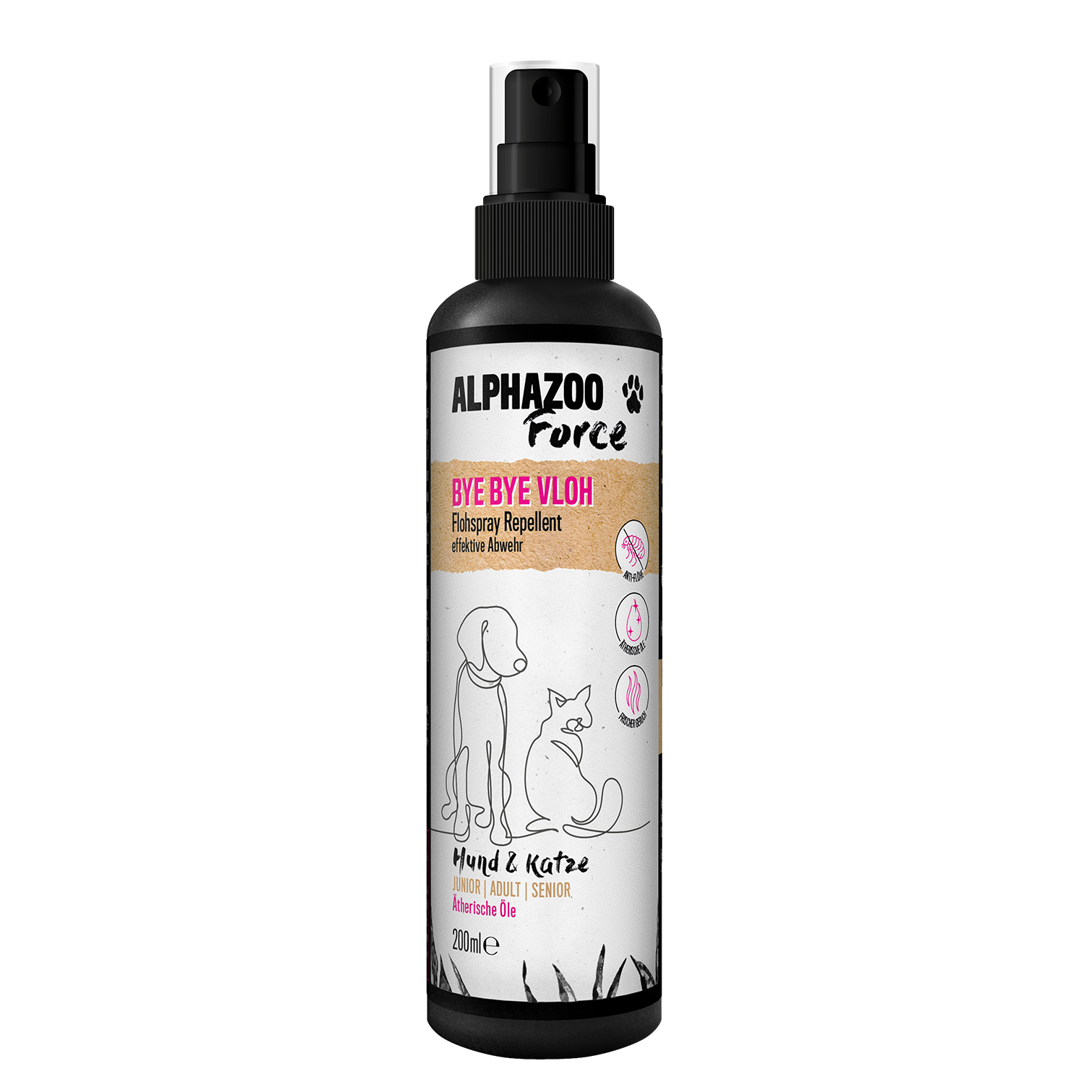 ALPHAZOO Floh- & Zeckenmittel ALPHAZOO Bye-Bye-Vloh 200ml - Flohspray für Hunde, Katzen, Haus- und Hoftiere 200 ml
