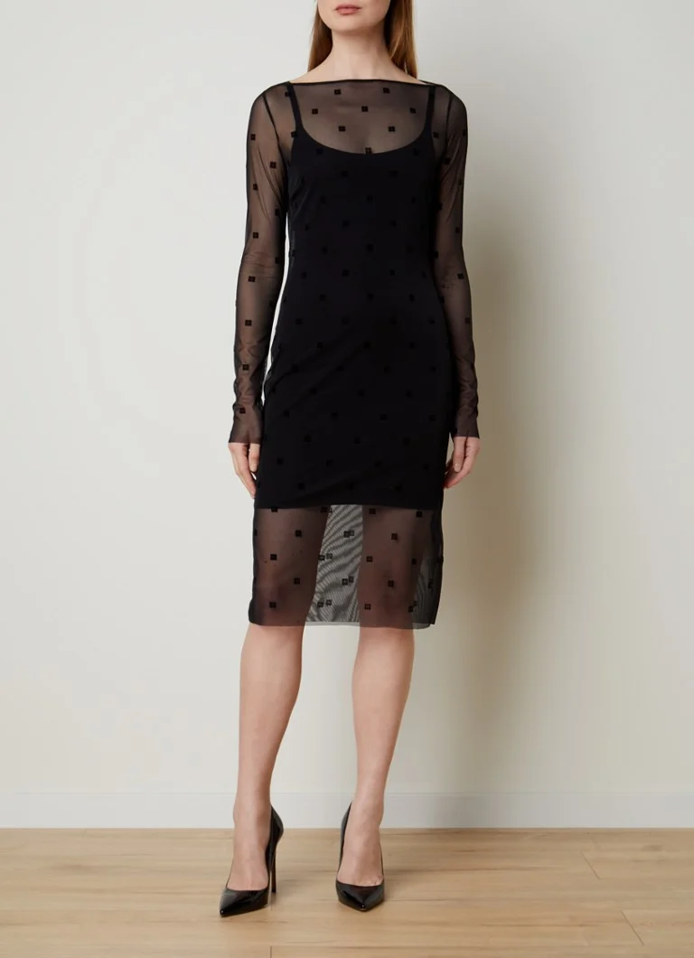 Φόρεμα midi με λογότυπο Givenchy και σχέδιο από mesh