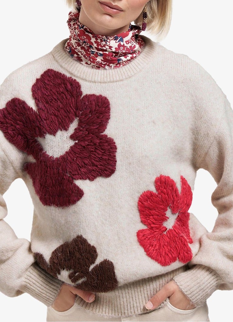 Maglione Nour a maglia fine di Studio Anneloes, in misto lana con ricami.