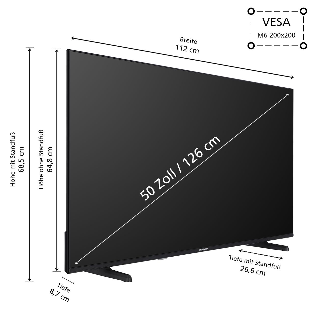 Daewoo Daewoo Android TV 50 Zoll Fernseher (4K UHD Smart TV, HDR Dolby Vision, Dolby Atmos)