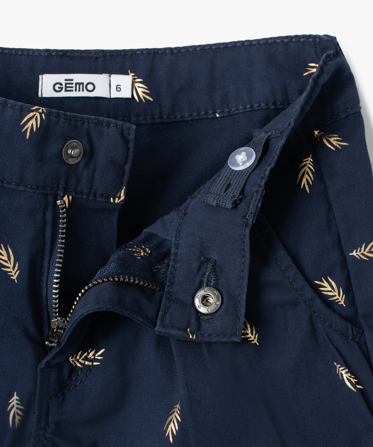 Short fille large en toile de coton avec motifs scintillants marine | GEMO