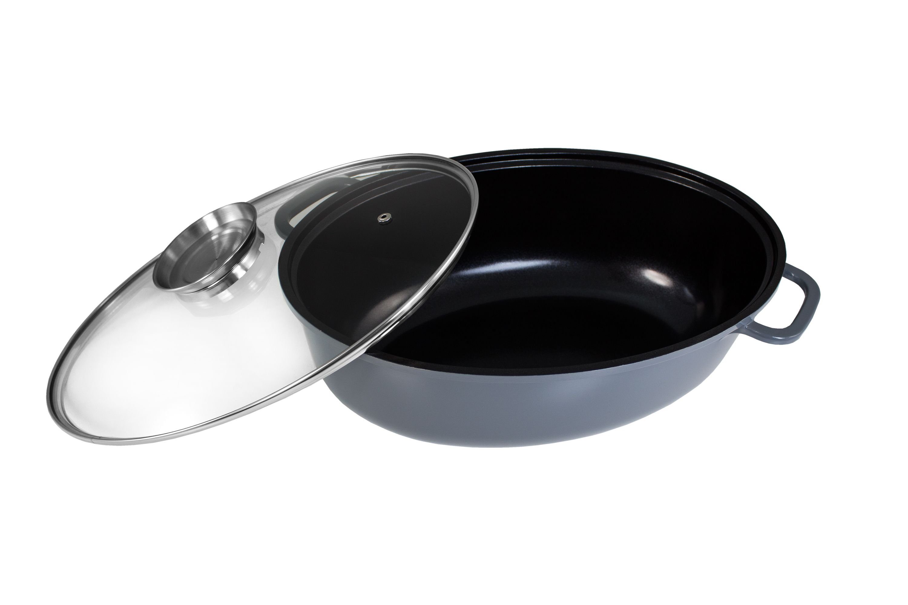 Kopf Bräter Colima, Aluminiumguss, 7,7 Liter, inkl. Glasdeckel mit Aromaknopf, Induktion