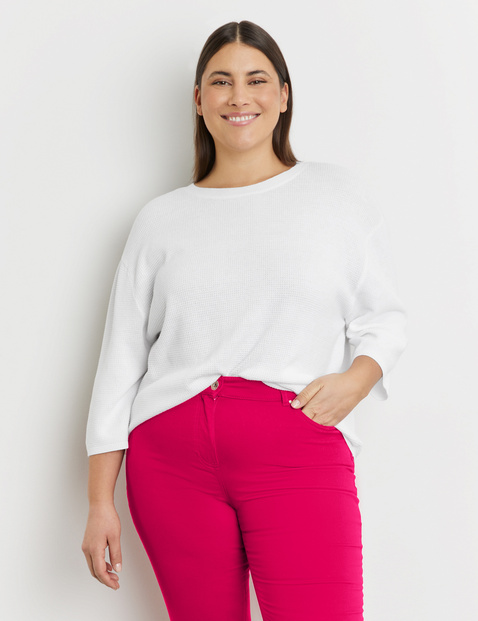 3/4 Arm Pullover aus Struktur-Strick