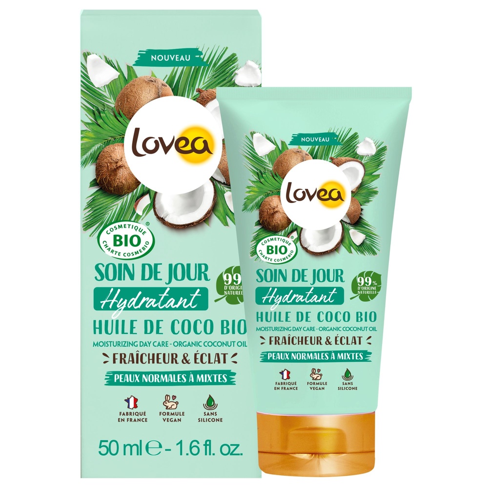 lovea Soin de Jour Huile de Coco Bio CertifiéBIO Soin de Jour - Peaux Normales à Mixtes