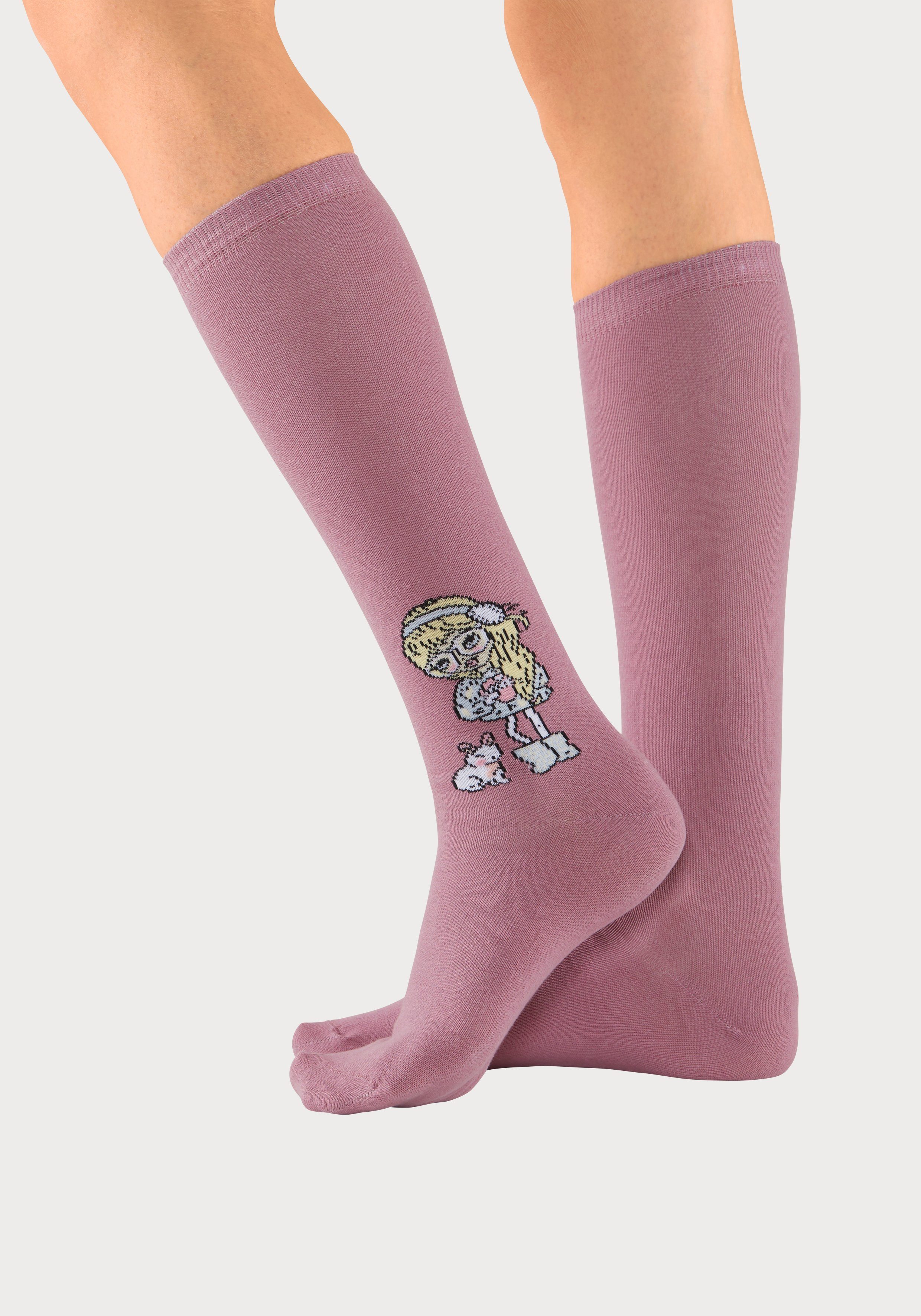 H.I.S Kniestrümpfe (5-Paar) mit eingestricktem Motiv