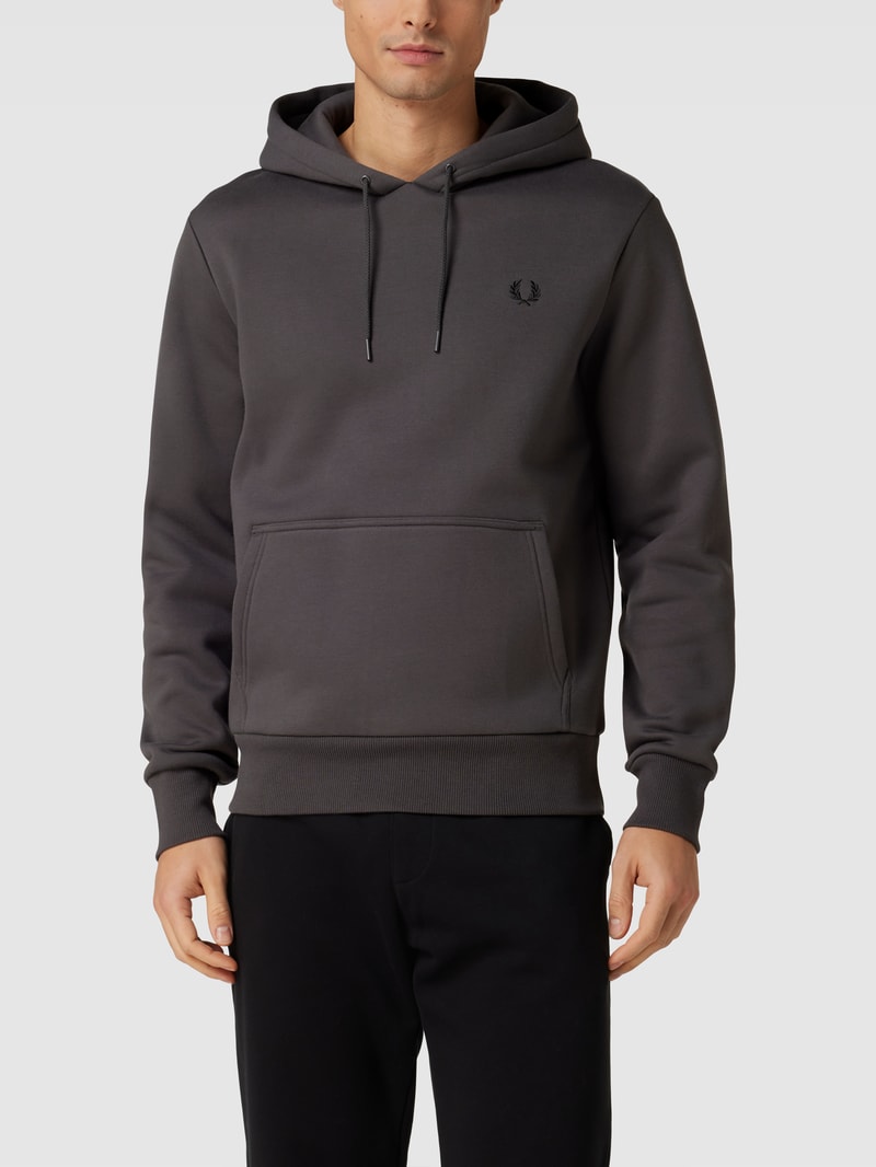 Hoodie mit Label-Design Modell 'Laurel' in graphit