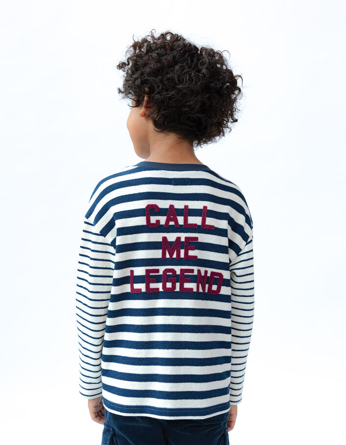 T-shirt marinière marine découpe asymétrique garçon