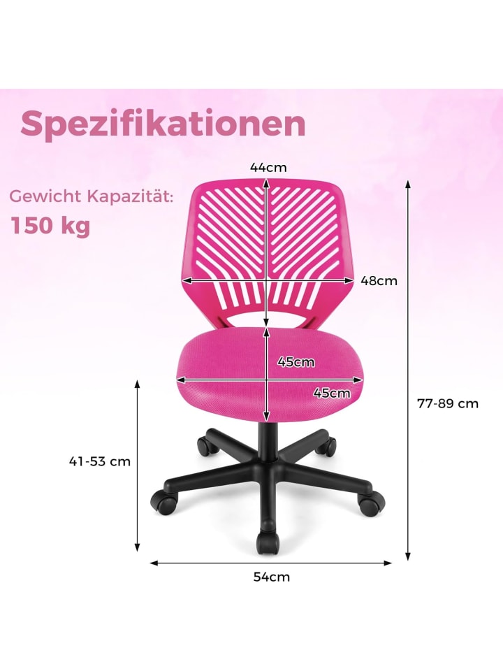 COSTWAY Schreibtischstuhl für Kinder in Rosa günstig kaufen onesize