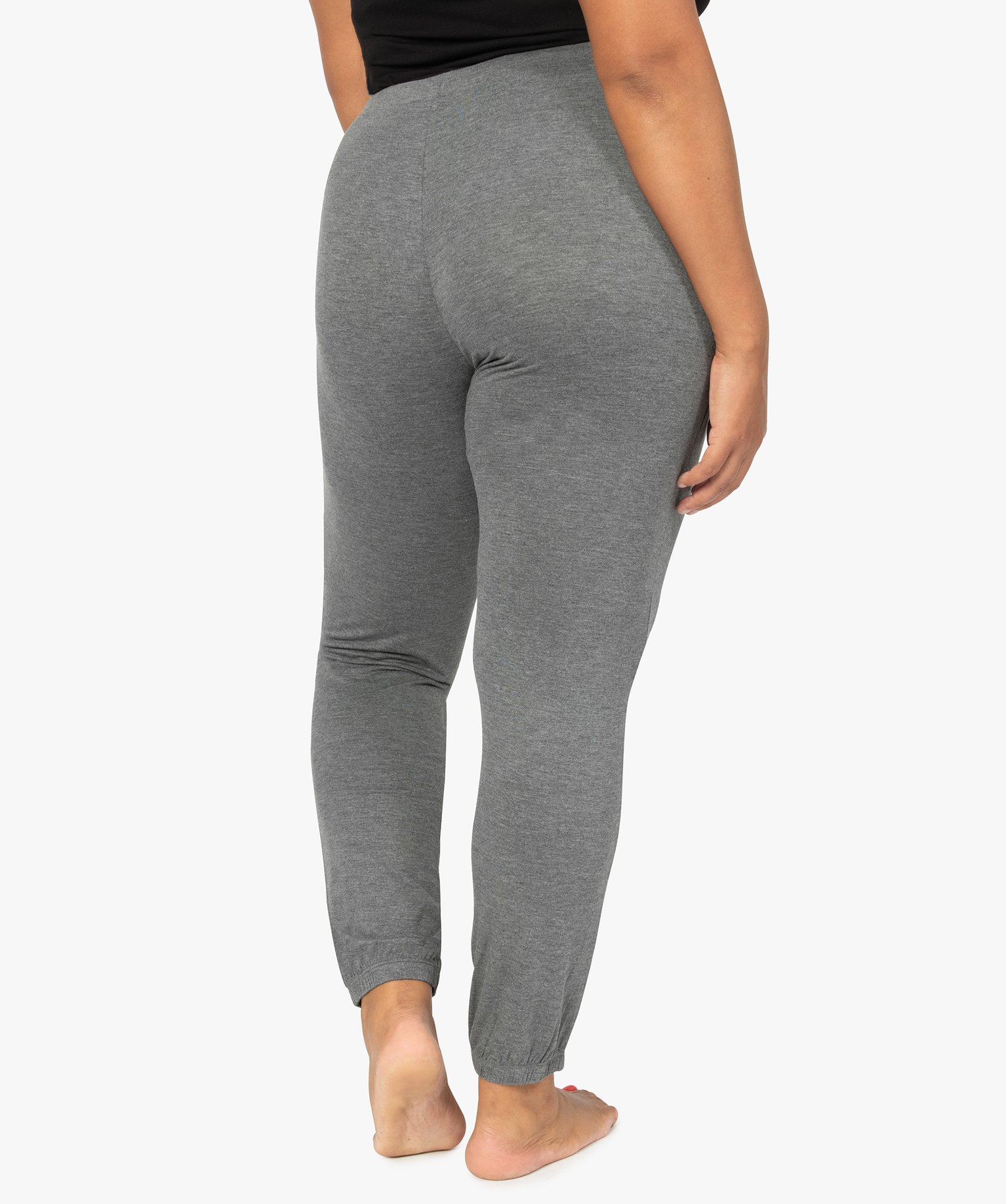 Pantalon de pyjama femme grande taille resserré dans le bas gris fonce | GEMO