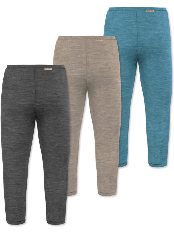 Normani Outdoor Sports 3er Pack Baby Merino Unterhose mit Füßen in Blau/Beige/Anthrazit günstig kaufen