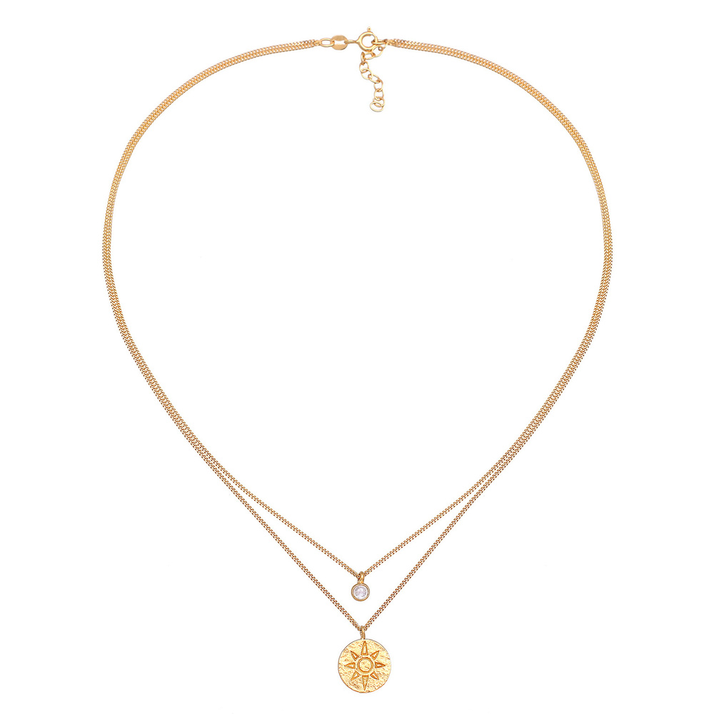 Elli Elli Collier Femmes Pendentif Monnaie Couches Soleil avec pierre précieuse de lun collier