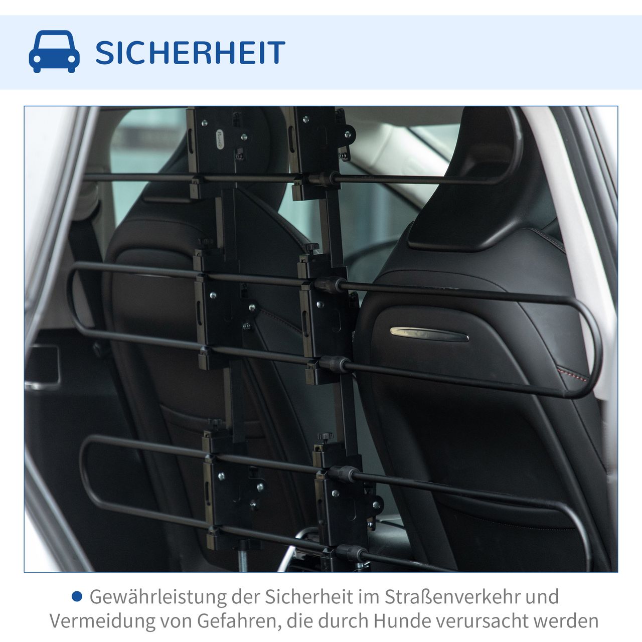 PawHut Hundeschutzgitter Auto, verstellbares Hundegitter für Hunde, Trenngitter