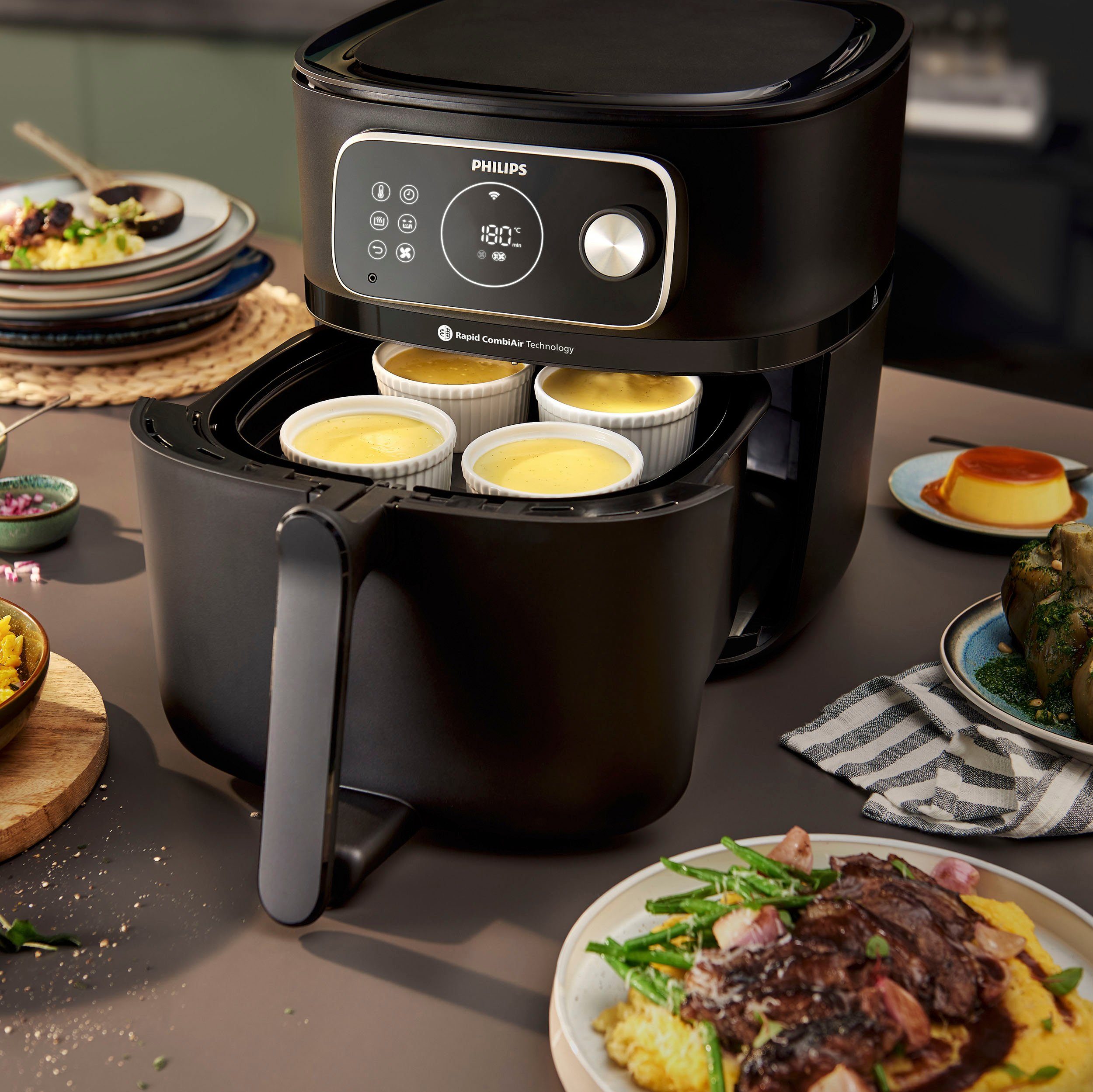 Philips Heißluftfritteuse Airfryer XXL HD9875/90, 2000 W, mit WiFi Konnektivität, 30 AutoCook Programmen und Warmhaltefunktion