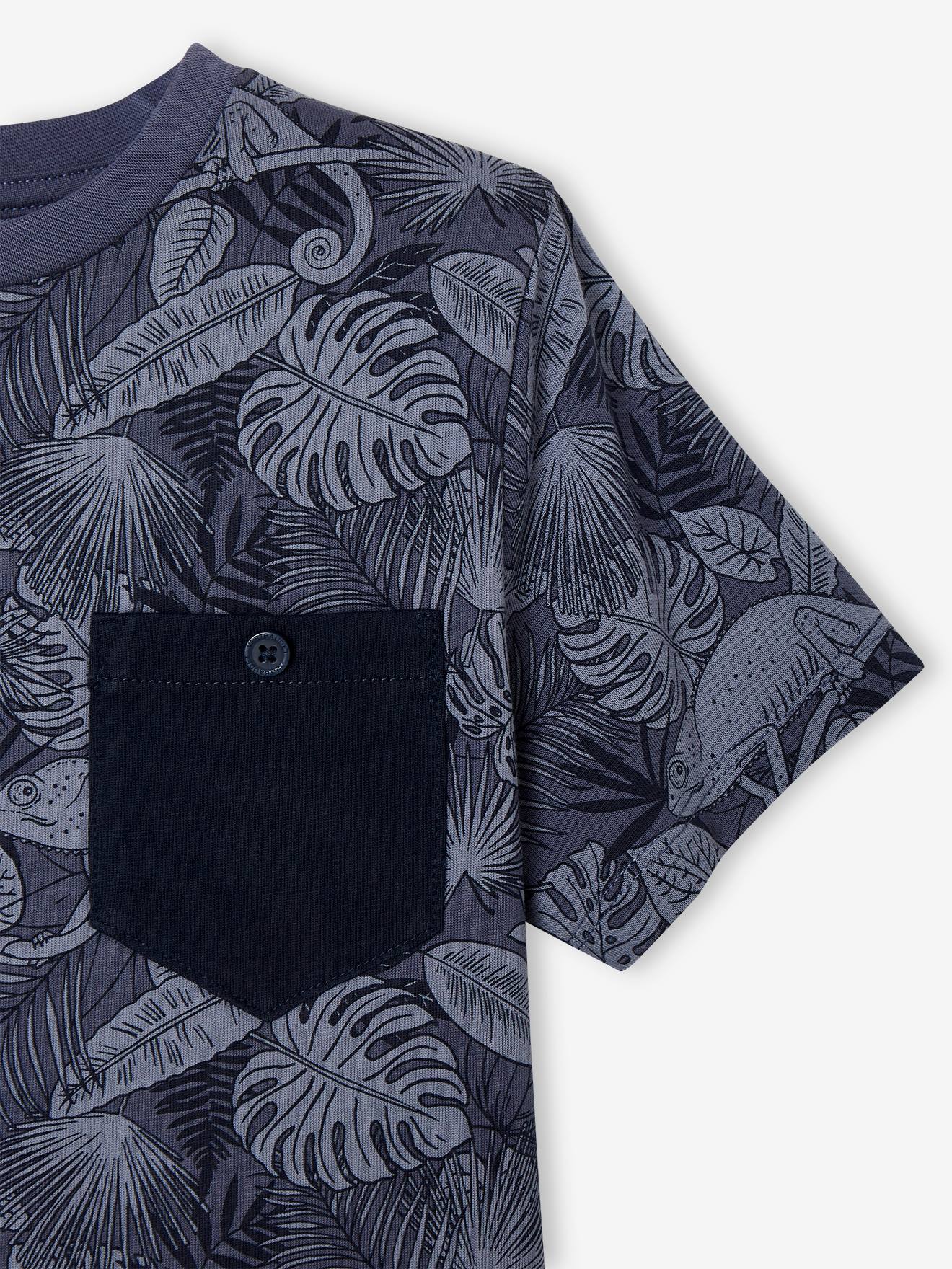 Vertbaudet Jungen T-Shirt, Print und Brusttasche Oeko-Tex - ziegel