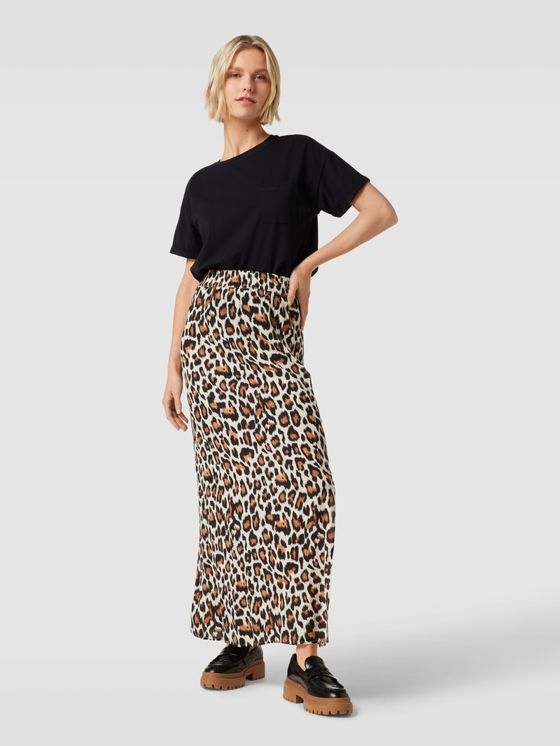 Maxirock mit Allover-Muster Modell 'MESA' in schwarz
