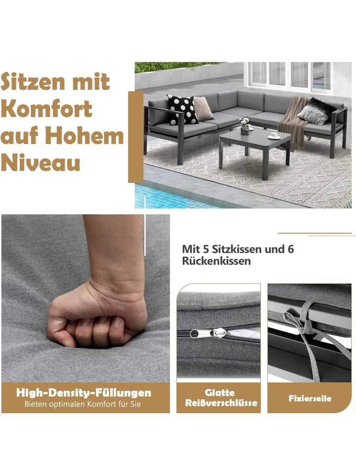 COSTWAY Lounge-Set für 4-5 Personen in Grau günstig kaufen onesize