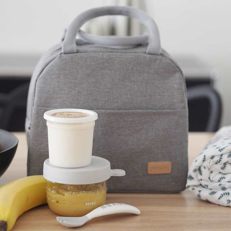 Sac repas isotherme gris chiné Beaba