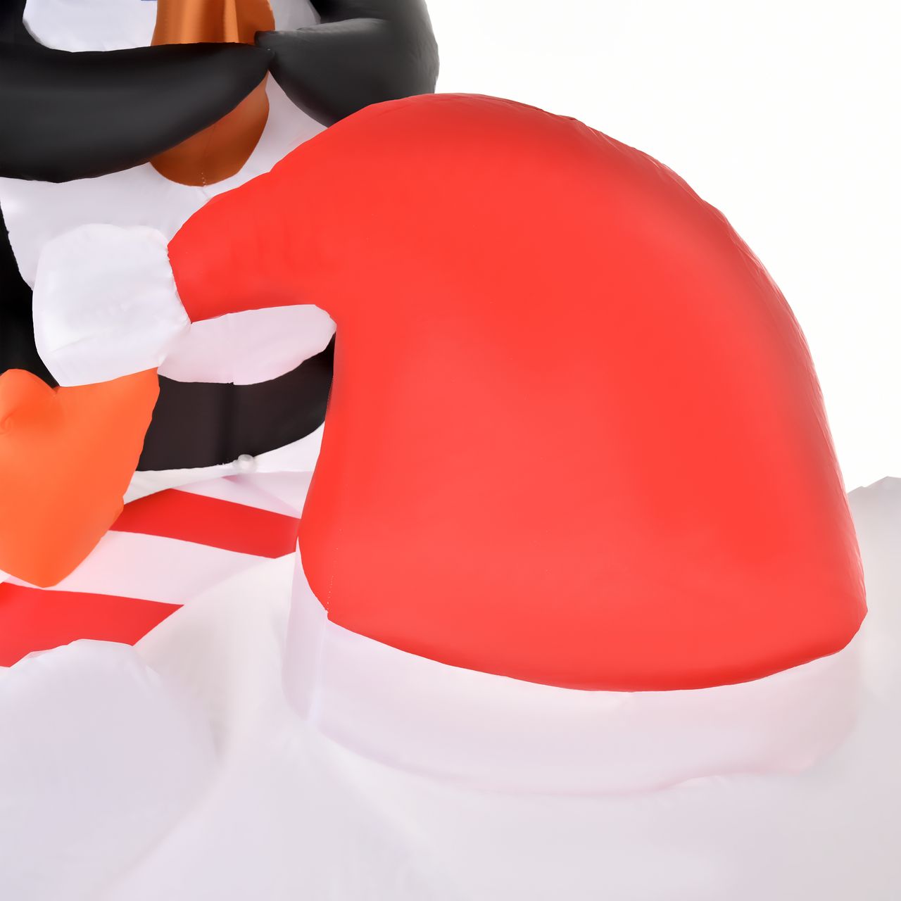 HOMCOM Aufblasbare Pinguine auf Eisbär 2,1 m Weihnachtsdekoration mit Lichtern Aufblasbares Modell Weihnachten Gärten Dekoration automatisches Aufblasen wetterfest Polyester 227 x 113 x 206 cm