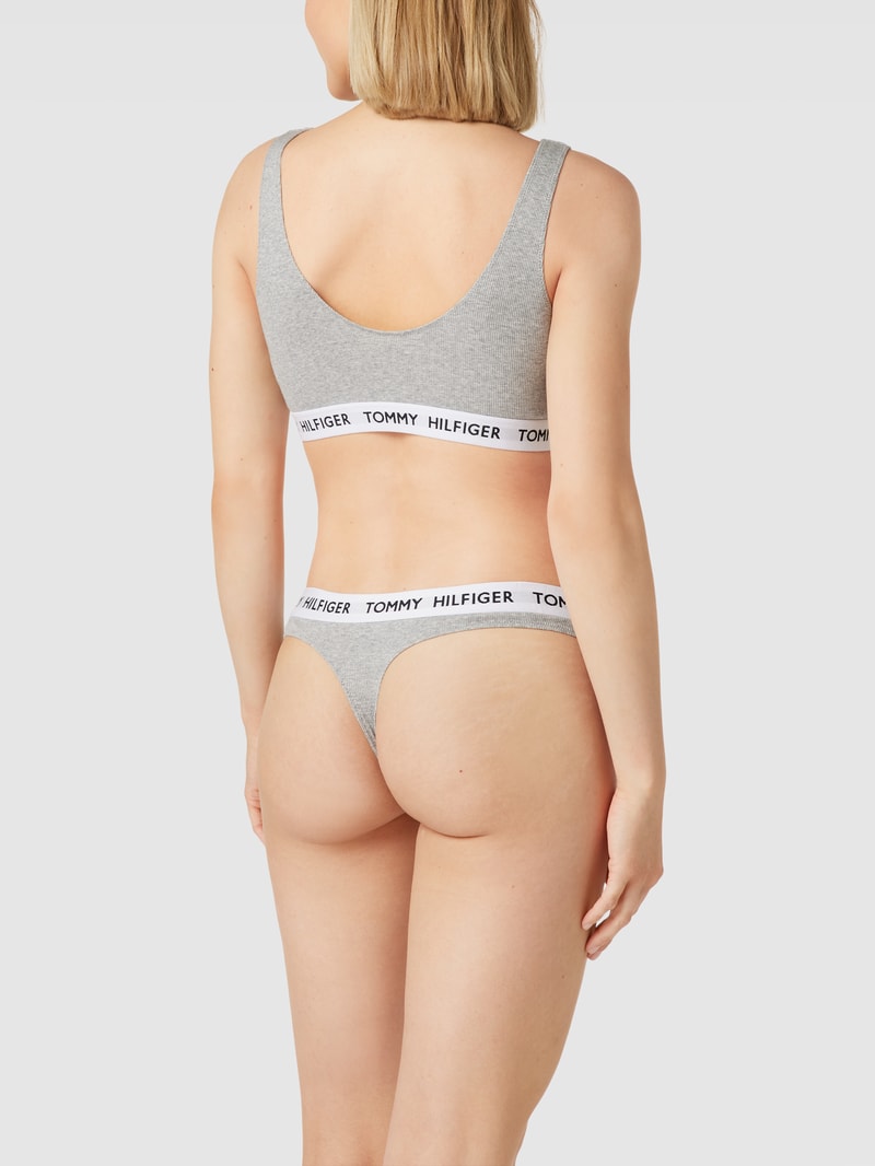 Bralette mit Feinripp in hellgrau meliert