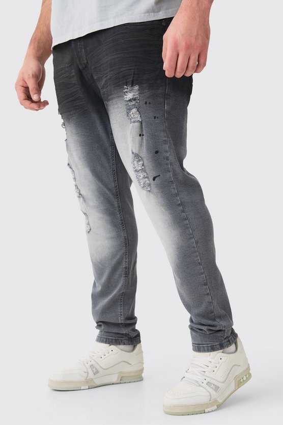 Plus dunkelblaue Stretch Skinny Jeans mit Farbeffekt