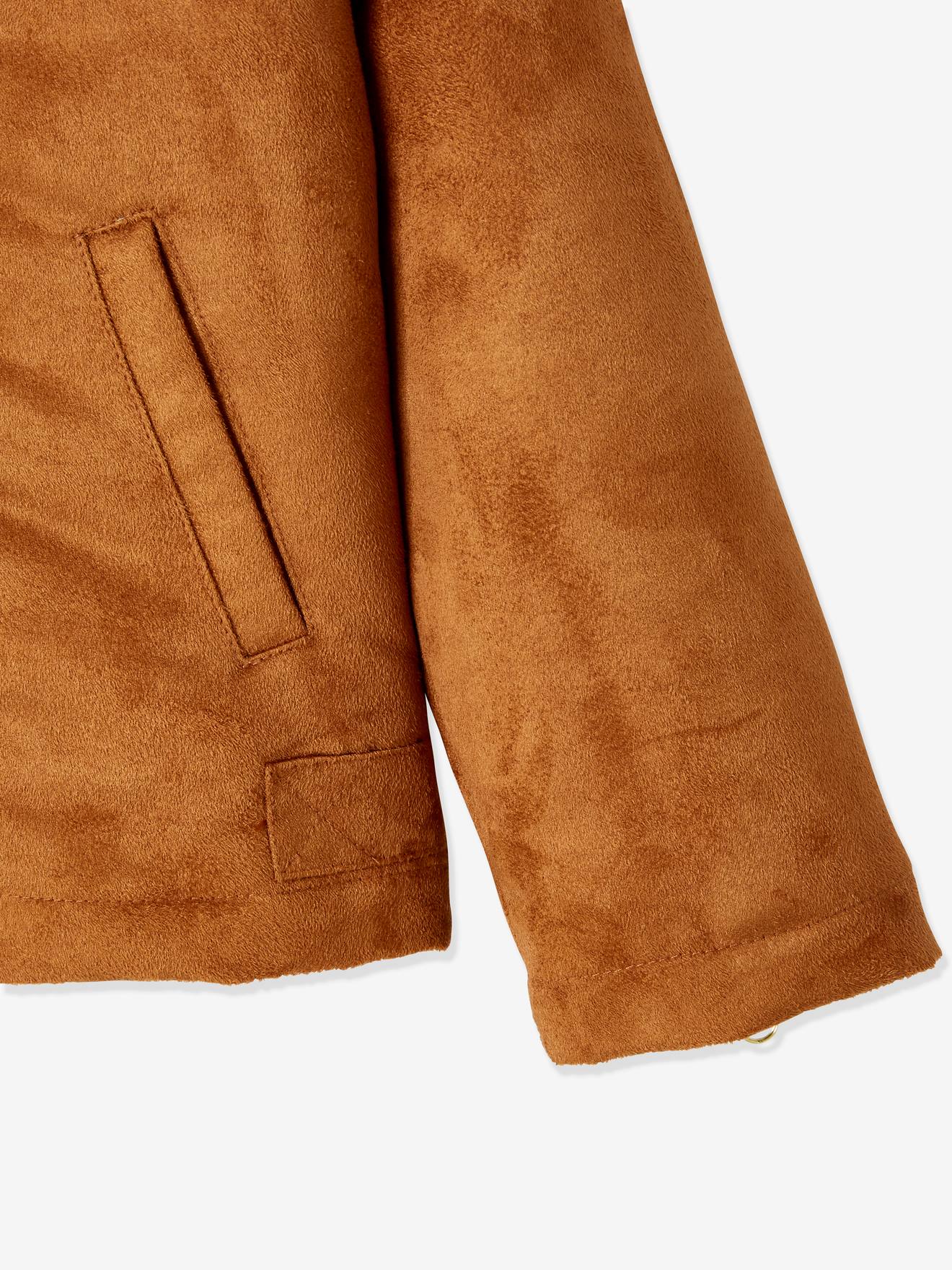 Veste fille en nubuck marron clair