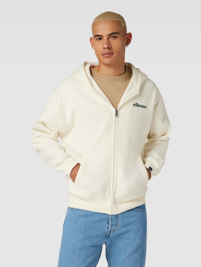 Sweatjacke mit Label-Stitching Modell 'MICHELANGELO' in offwhite