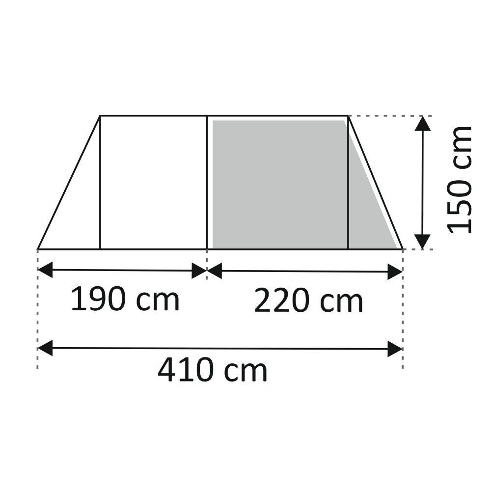 CampFeuer Tunnelzelt Zelt Super+ für 4 Personen, Grün, Tunnelzelt 3000 mm Wassersäule, Personen: 4