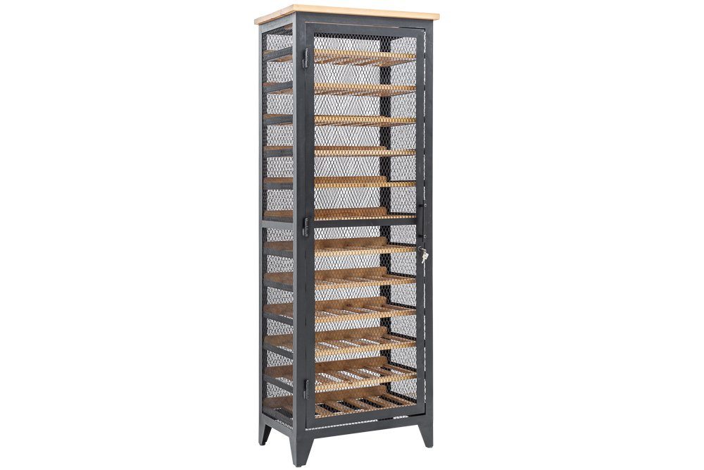 riess-ambiente Weinregal BODEGA 184cm schwarz / natur, Einzelartikel 1-tlg., Wohnzimmer · Massivholz · Metall · für 72 Flaschen · Industrial