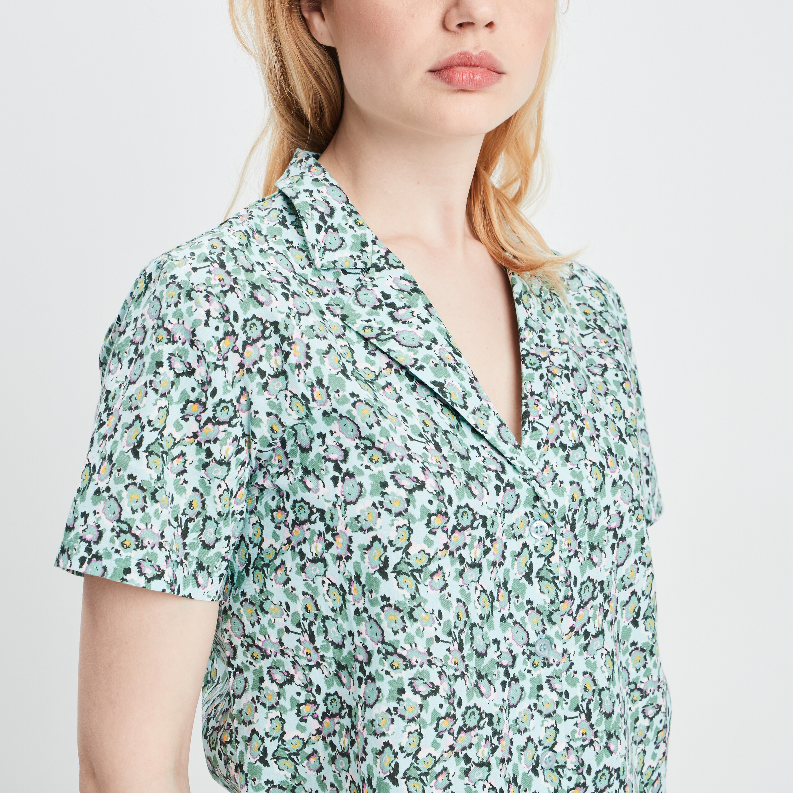 Chemise cropped coton vert femme | La Halle