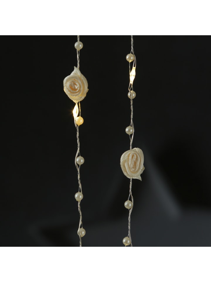 MARELIDA LED Draht Lichterkette Rosen und Perlen 20 LED L: 1,9m in weiß günstig kaufen onesize