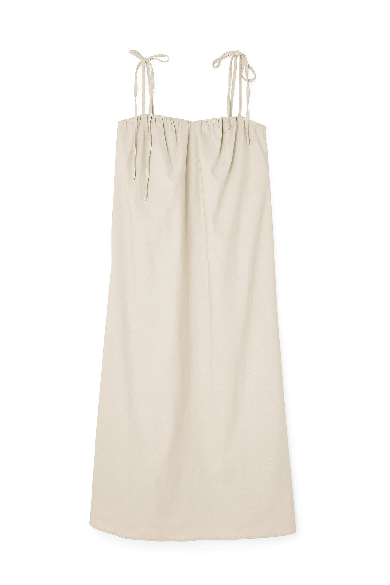 Linen Blend Tie Strap Midi Dress