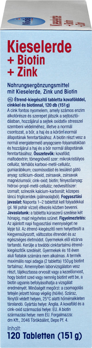 Kieselerde + Biotin + Zink, Tabletten 120 St., 120 St