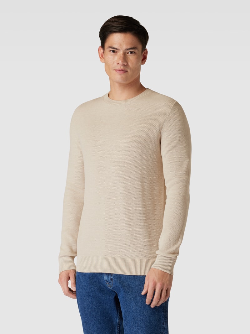 Strickpullover in melierter Optik in hellgrau meliert