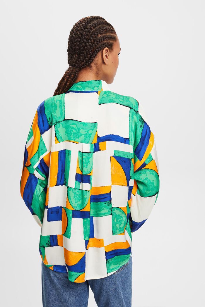 Satinbluse mit geometrischem Print