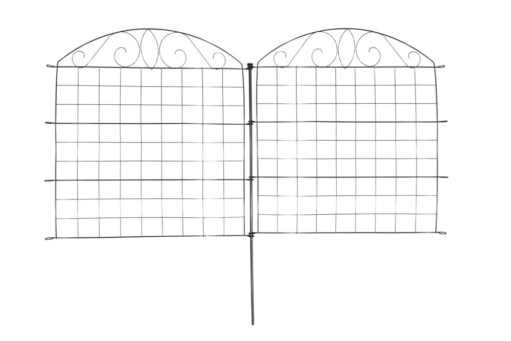Powertec Garden Metall Gartenzaun mit Pulverbeschichtung C02,Anthrazit, 775*640 mm,11-tlg.Set,2erSet