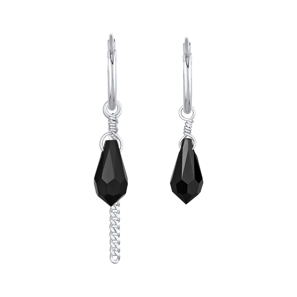 Elli Elli Boucles d'Oreilles Femmes créoles pendentif chaîne goutte avec cristal en ar Boucles d'oreilles