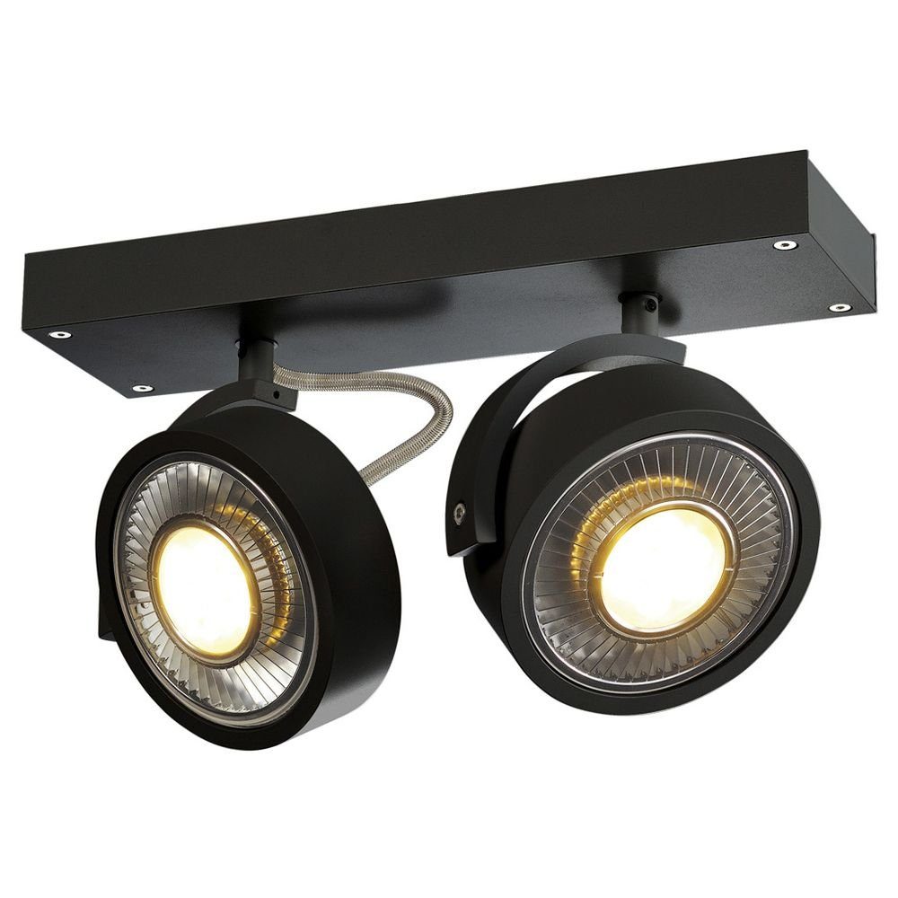 SLV Deckenspot Wand- und Deckenspot Kalu, GU10, schwarz, 2-flammig, keine Angabe, Leuchtmittel enthalten: Nein, warmweiss, Deckenstrahler, Deckenspot, Aufbaustrahler