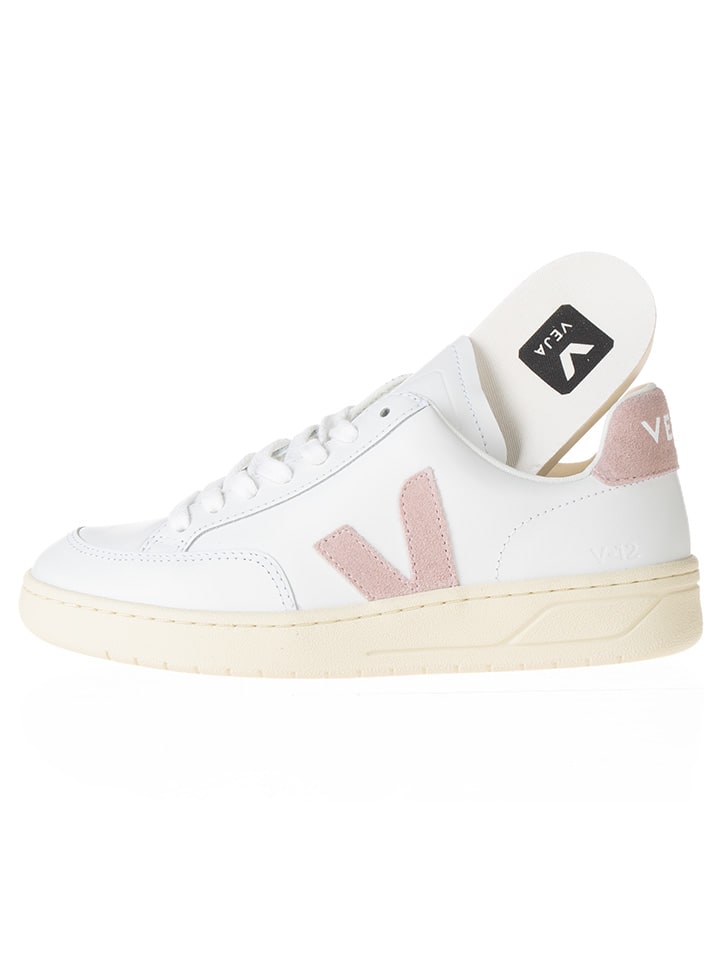 Veja Leder-Sneakers in Weiß/ Rosa günstig kaufen