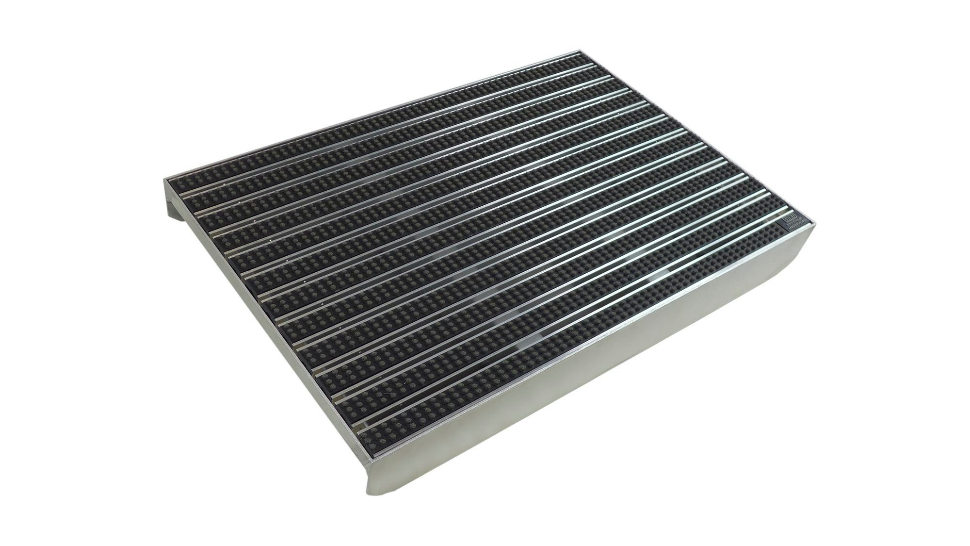 Fußmatte Emco Eingangsmatte DIPLOMAT + Bodenwanne 75mm Aluminium, Bürsten Grau, Emco, rechteckig, Höhe: 75 mm, Größe: 600x400 mm, für Innen- und Außenbereich