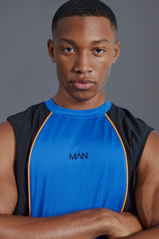 Man Active Muscle-Fit Colorblock Tanktop