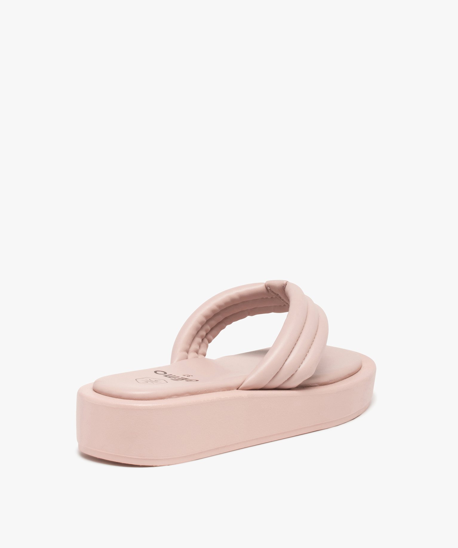 Tongs femme à semelle plateforme et brides rembourrées rose | GEMO