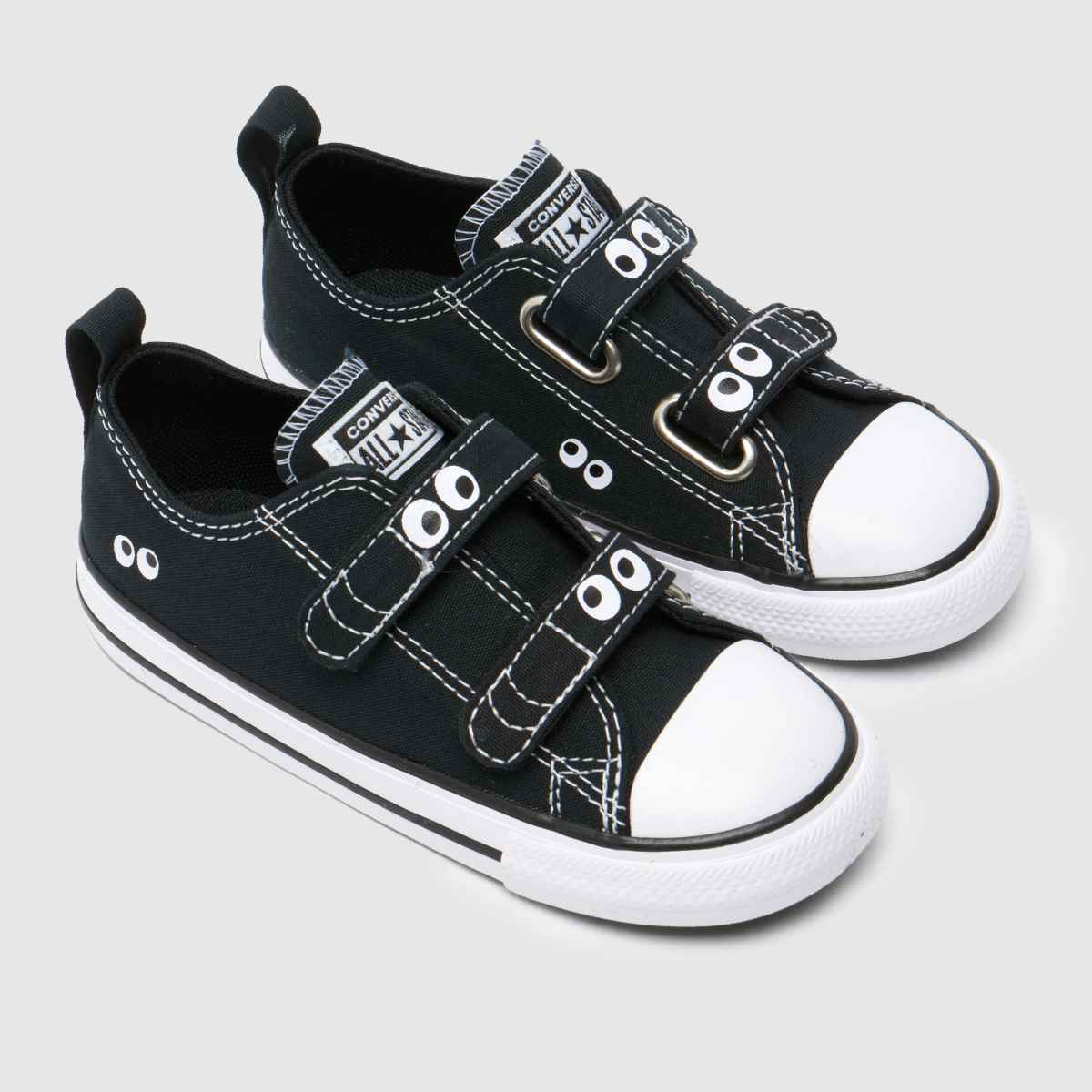 Converse svarta och vita All Star 2v låga ögon småbarnssneakers