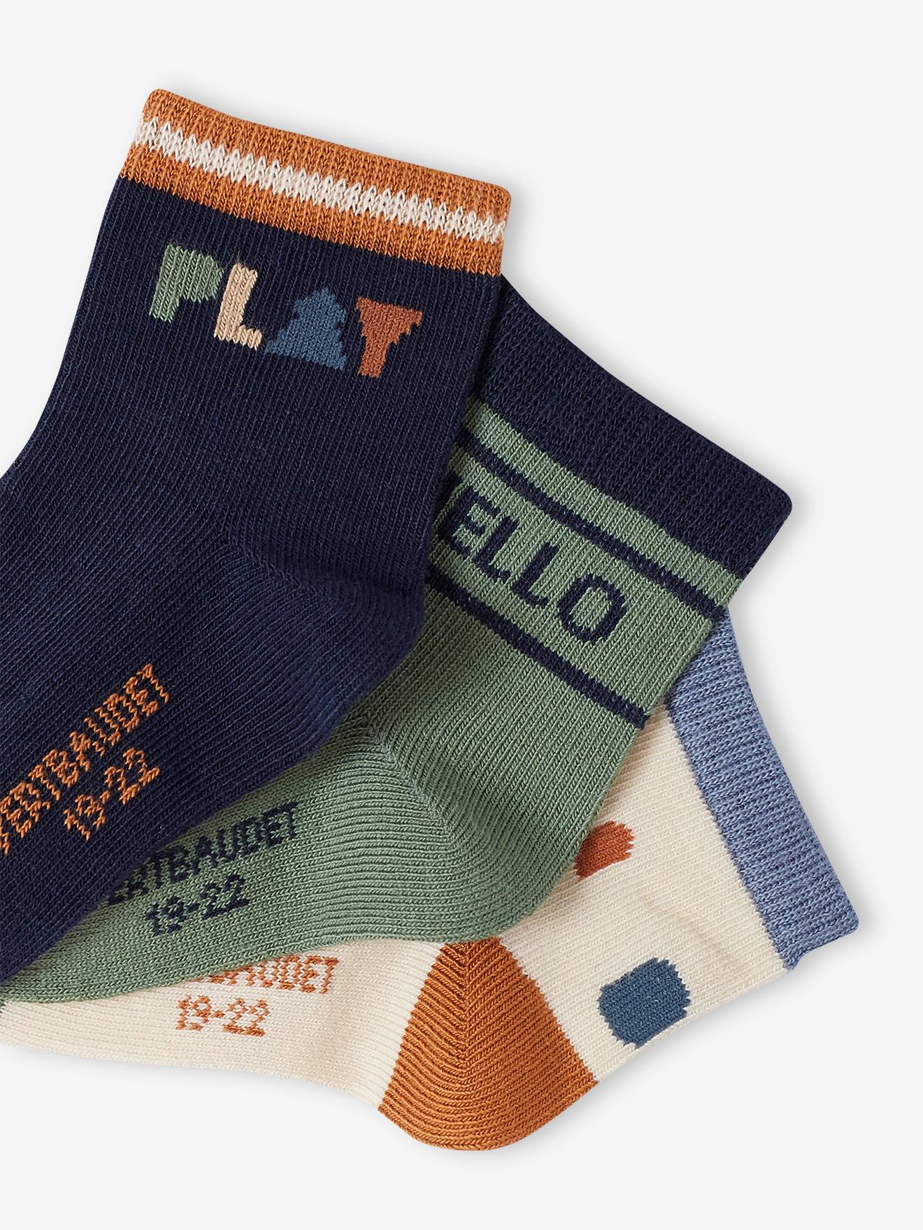 Lot de 3 paires de chaussettes vintage bébé garçon marine