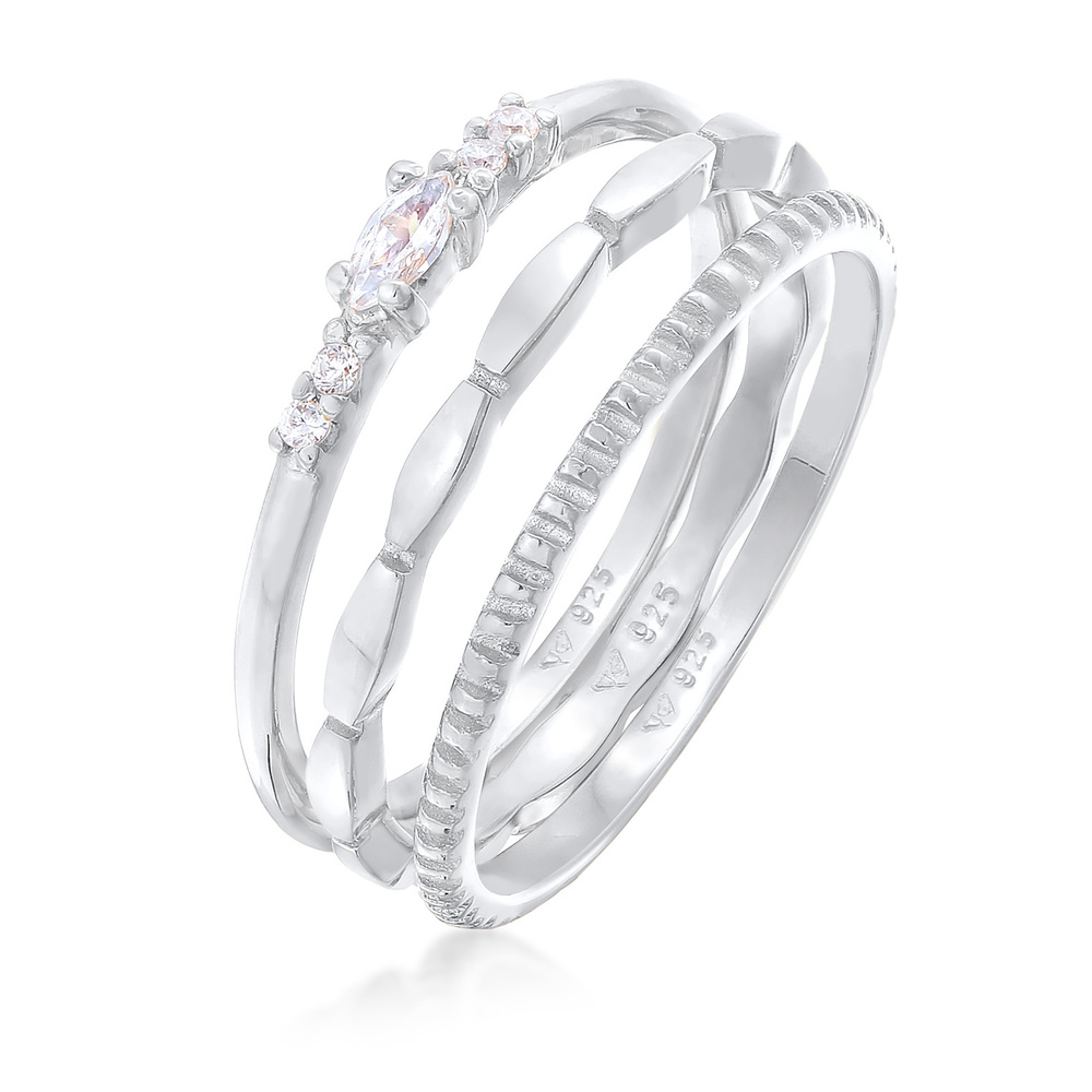 Elli Elli Bague Femmes pile Marquise Basique Set avec cristaux de zirconium en argent  Bague